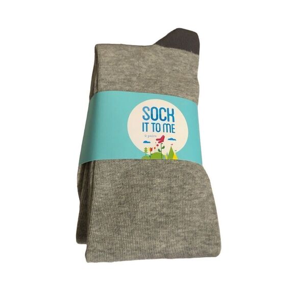 Primary Kids Knee Socks L 2 Pairs Heather Gray Twee Uniform School Twee Coquette - Picture 1 of 2